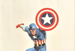Original Vintage Marvel Film Poster Captain America Animated Superhero Movie Art