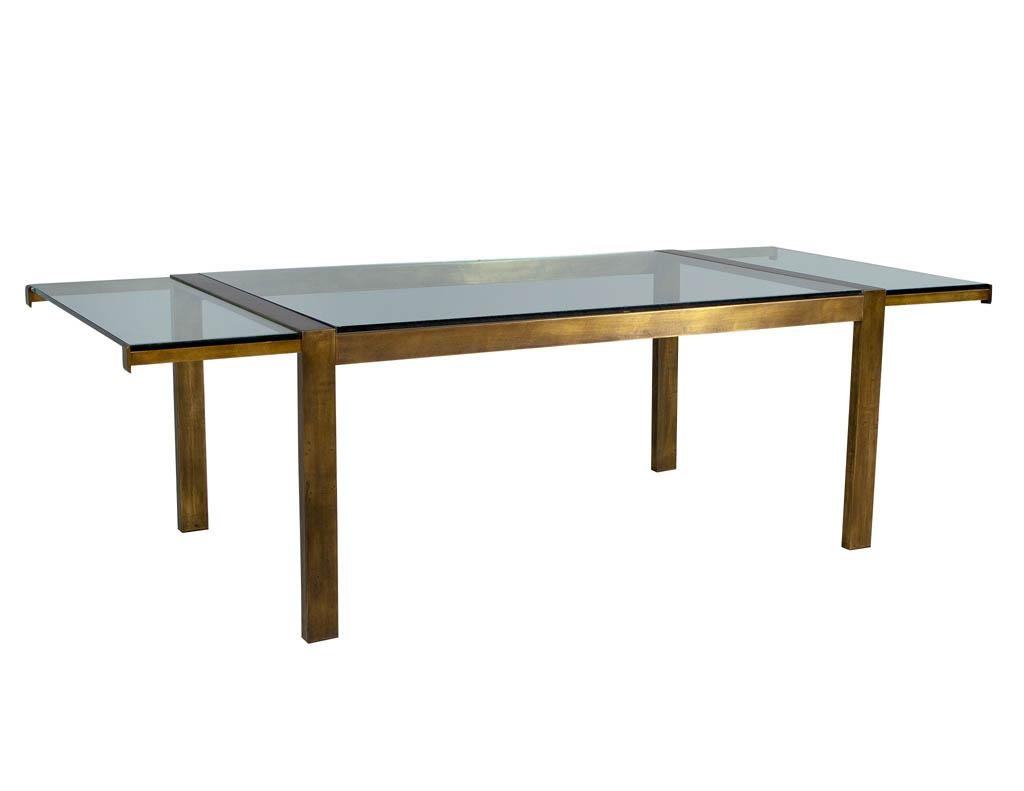 Original Vintage Mastercraft Aged Brass Dining Table In Good Condition In North York, ON