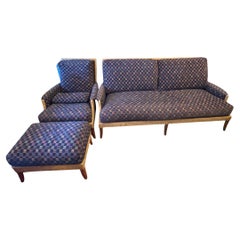 Original Vintage McGuire Textile 3 Piece Sofa Set