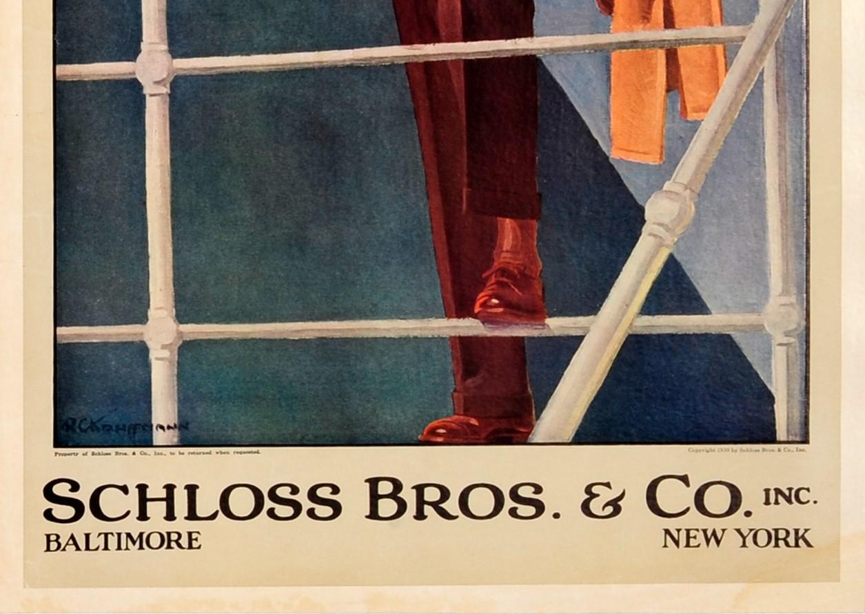 Américain Affiche originale de mode vintage pour hommes Schloss Bros & Co Baltimore, style New York en vente