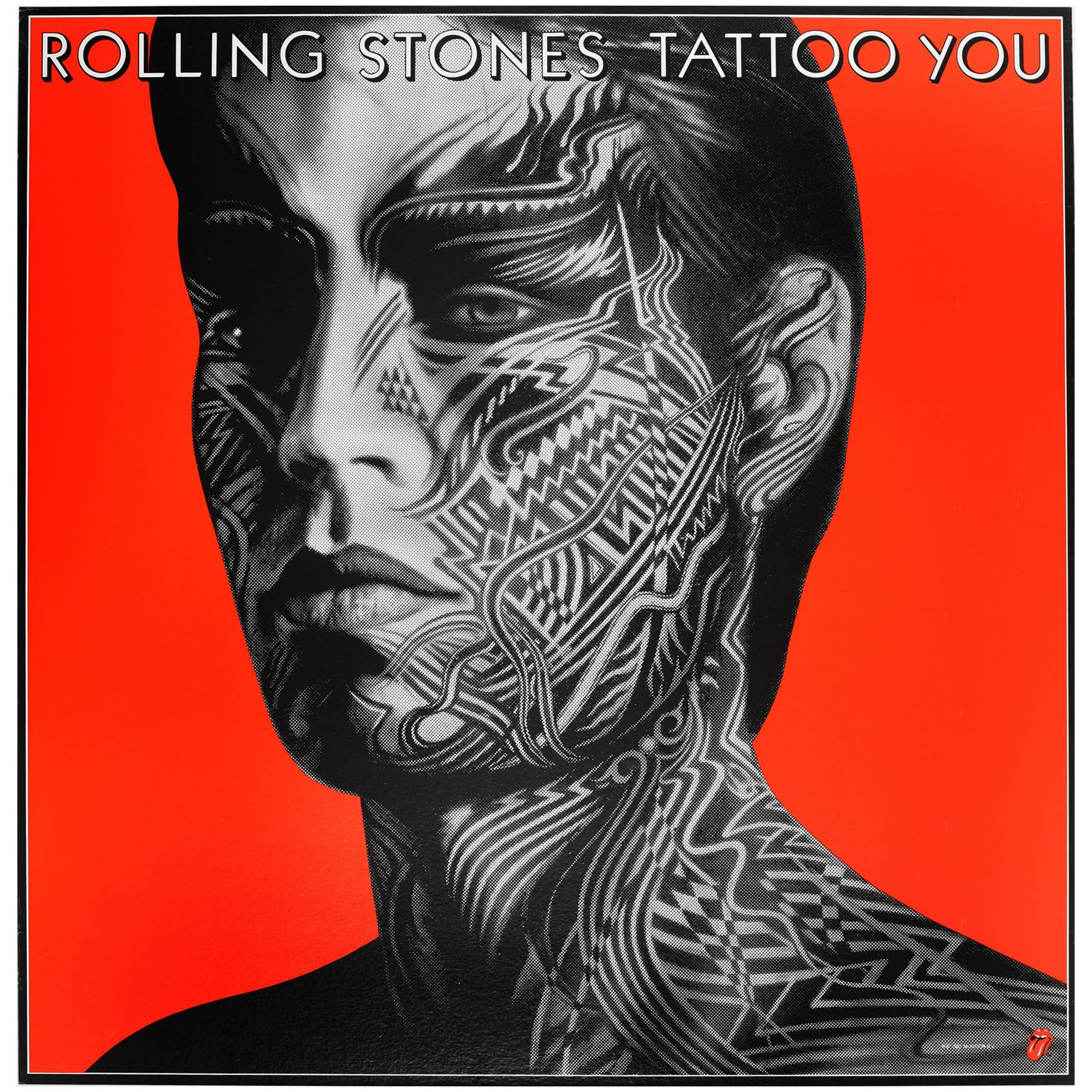 Affiche vintage d'origine de Mick Jagger intitulée The Rolling Stones Tattoo You, Dessin de l'album