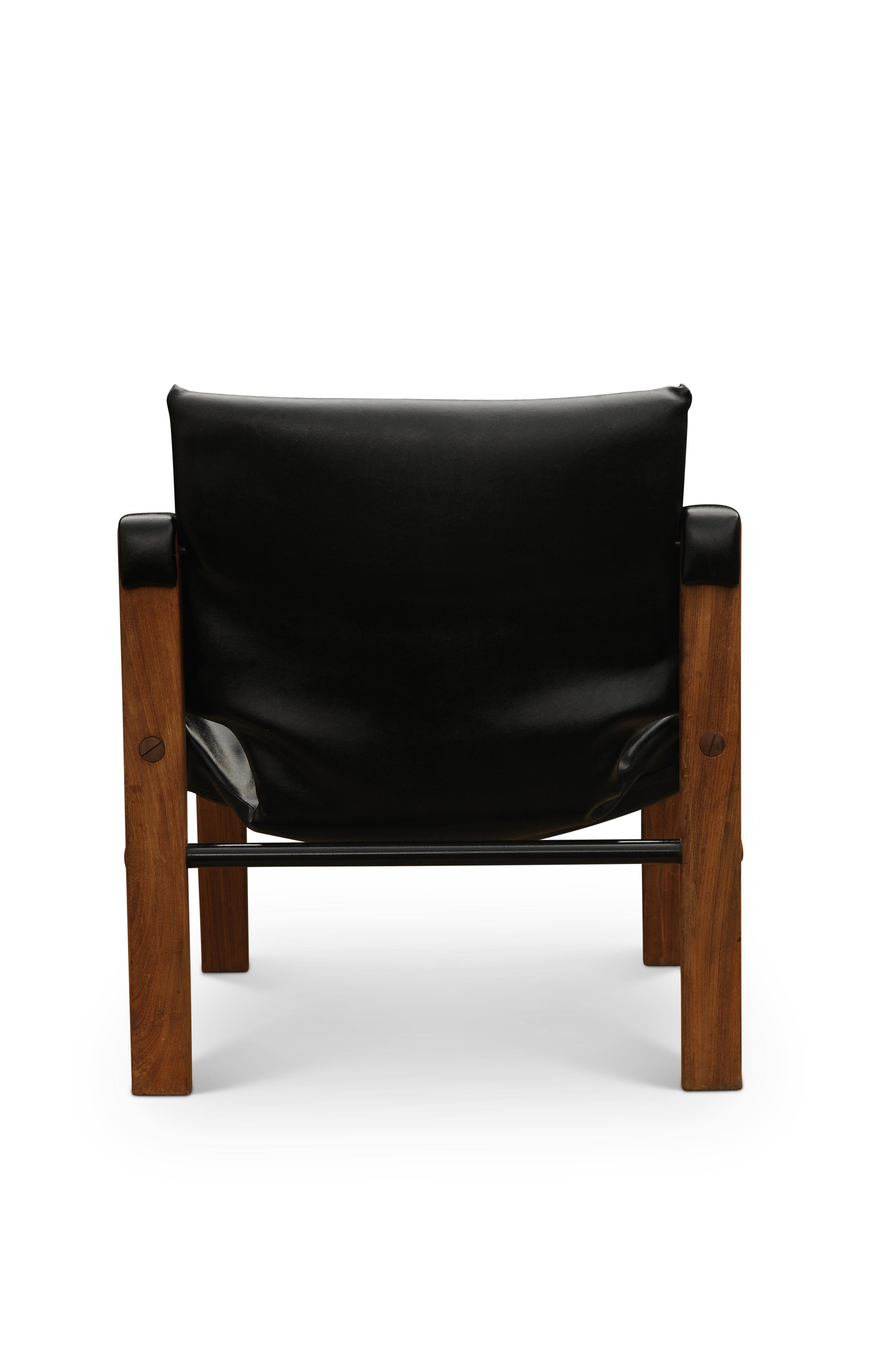 Scandinavian Modern Original Vintage Mid-century Arkana Black and Teak Safari Chair by Maurice Burke For Sale