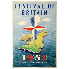 Original Vintage Mid Century Design Poster by A. Games Festival of Britain 1951