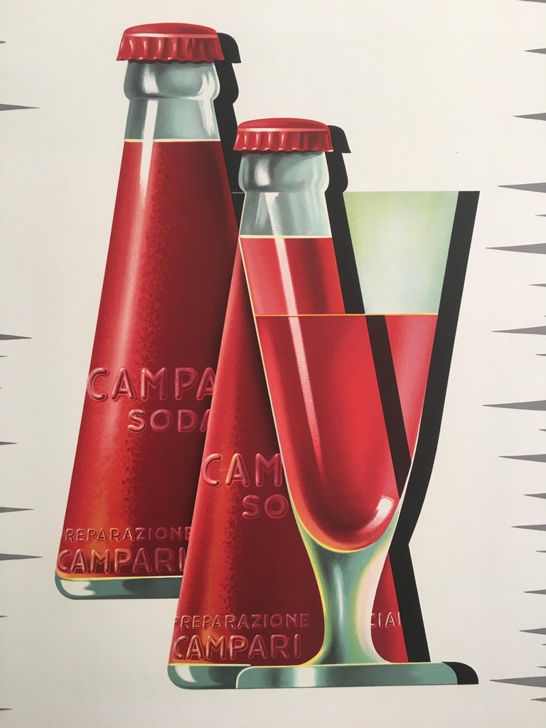 Mid-Century Modern Original Vintage Midcentury French 'Campari Soda' Poster by Mingozzi, 1950 For Sale