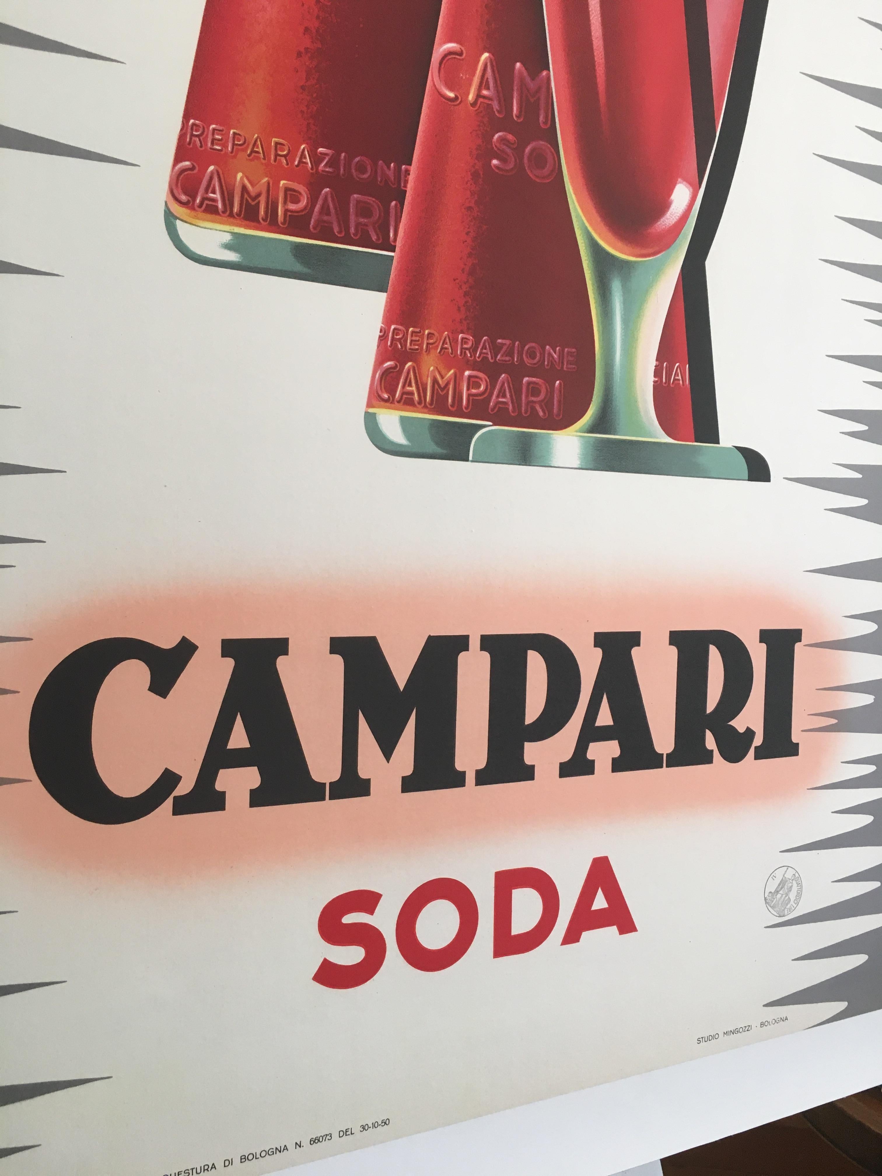 Französisches Vintage-Poster „Campari Soda“ aus der Mitte des Jahrhunderts von Mingozzi, 1950 im Zustand „Hervorragend“ im Angebot in Melbourne, Victoria