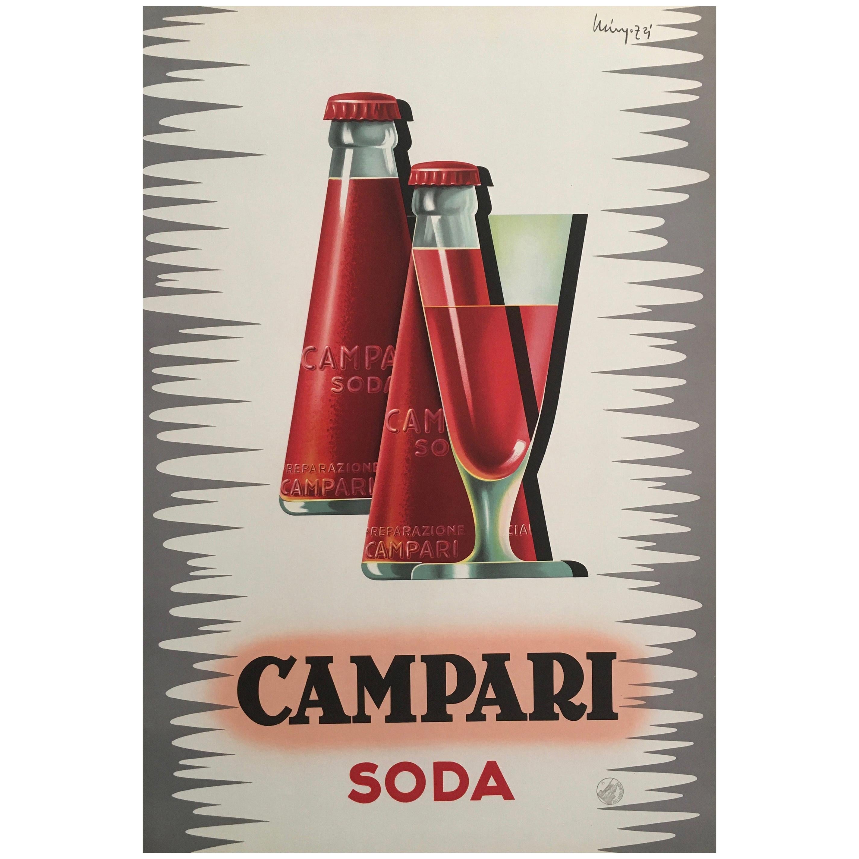 Original Vintage Midcentury French 'Campari Soda' Poster by Mingozzi, 1950