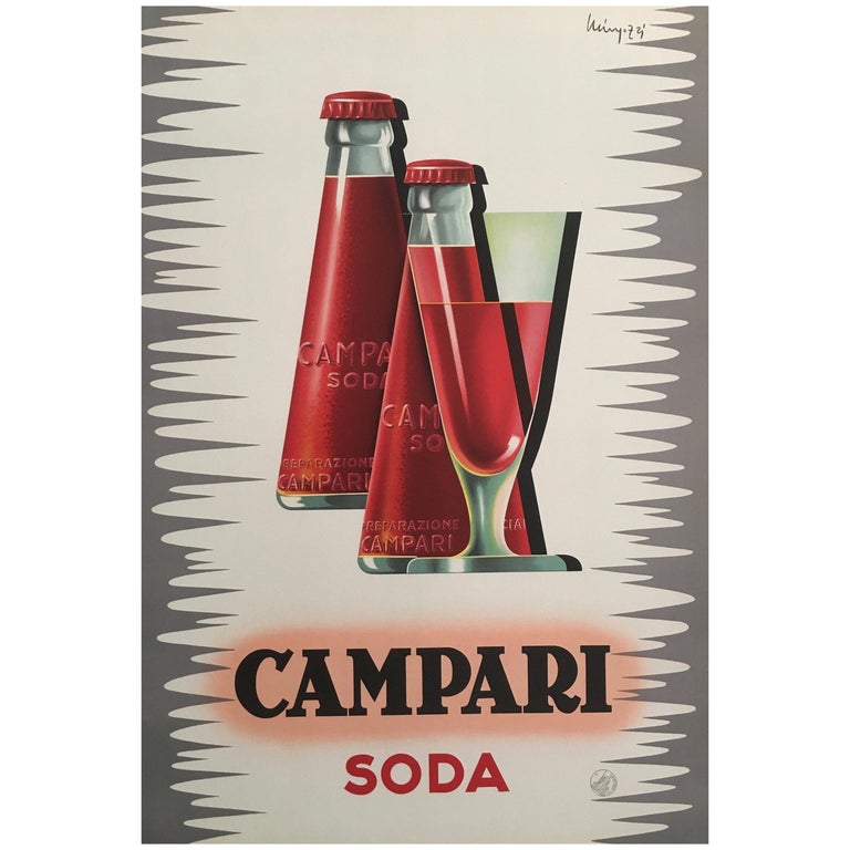 Original Vintage Midcentury French 'Campari Soda' Poster by Mingozzi, 1950 For Sale