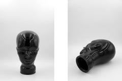 Original Vintage Mid-Century German Modern Black Glass Head, 1970s