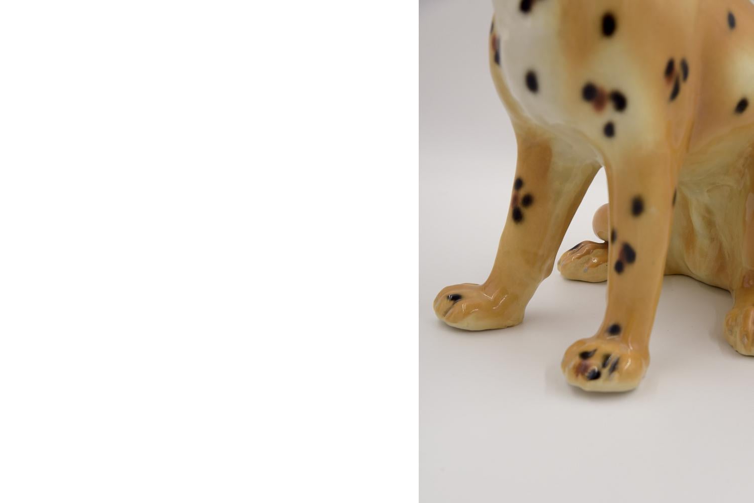 Late 20th Century Original Vintage Mid-Century Italian Modern Ceramic Cheetah Sculpture, 1970s