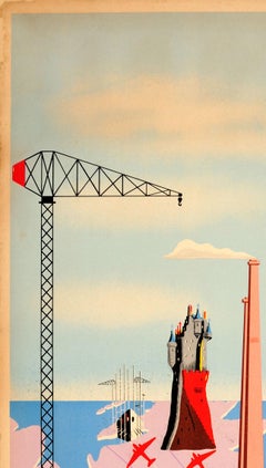 Original Vintage Midcentury Design Reiseplakat - BEA Großbritannien über London