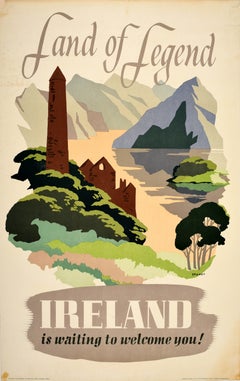 Original Vintage Midcentury Travel Poster Ireland Land Of Legend Frank J Brandt