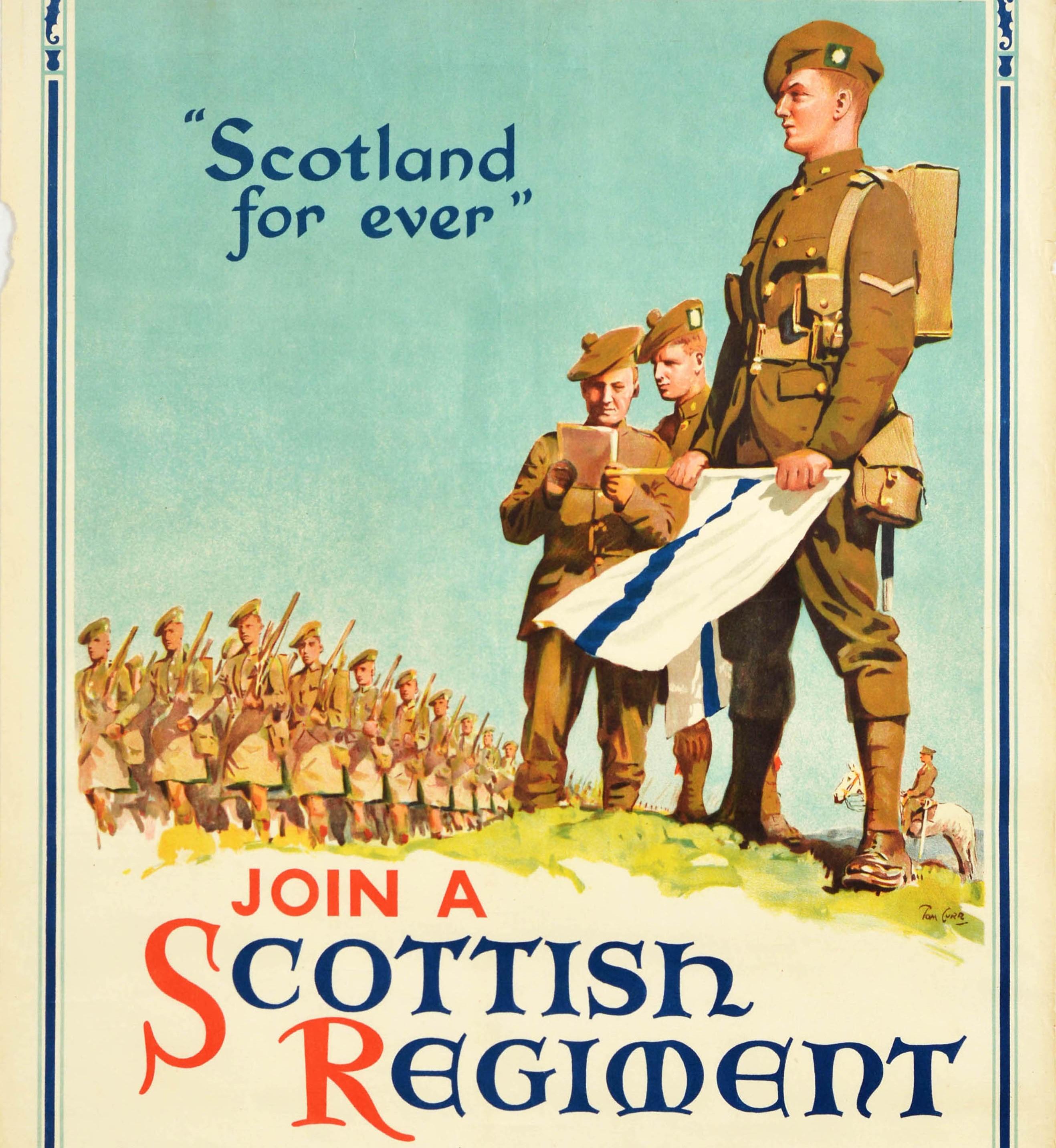 British Original Vintage Military Army Poster Join A Scottish Regiment Scotland For Ever For Sale