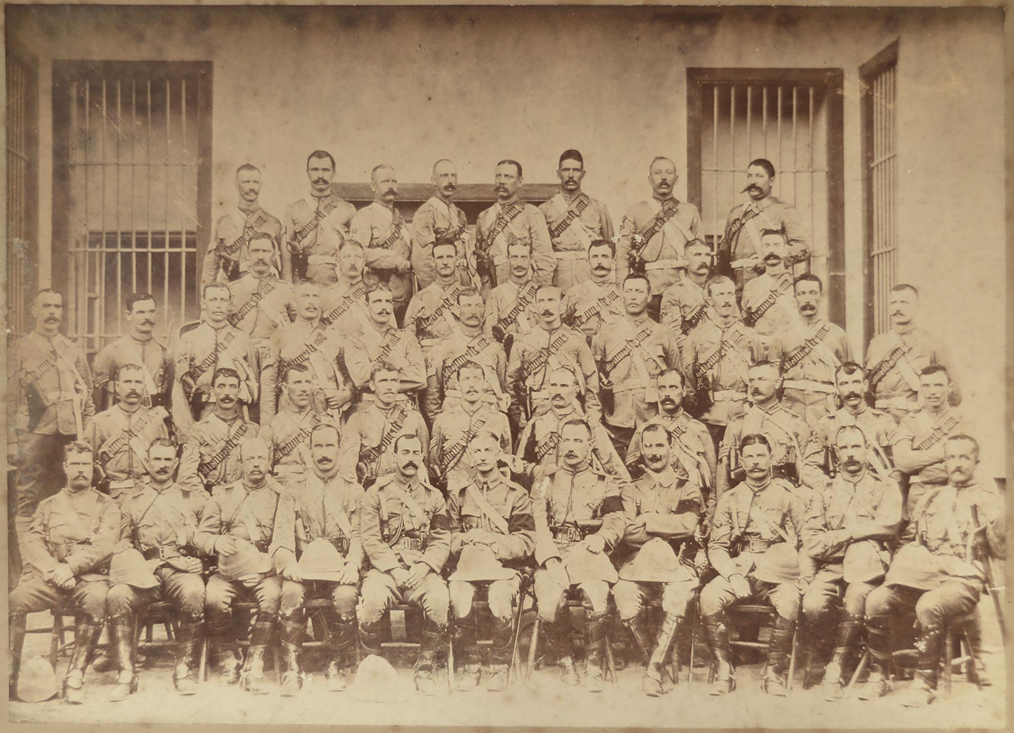 Wonderful old photograph of military gentlemen. Probably on an Indian Campaign.

Albumen print laid down on its original card.

Photographed by H.B. Collis of Canterbury, Kent,

circa 1890