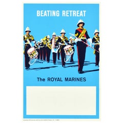 Original Vintage Military Poster Beating Retreat The Royal Marines Marching Band