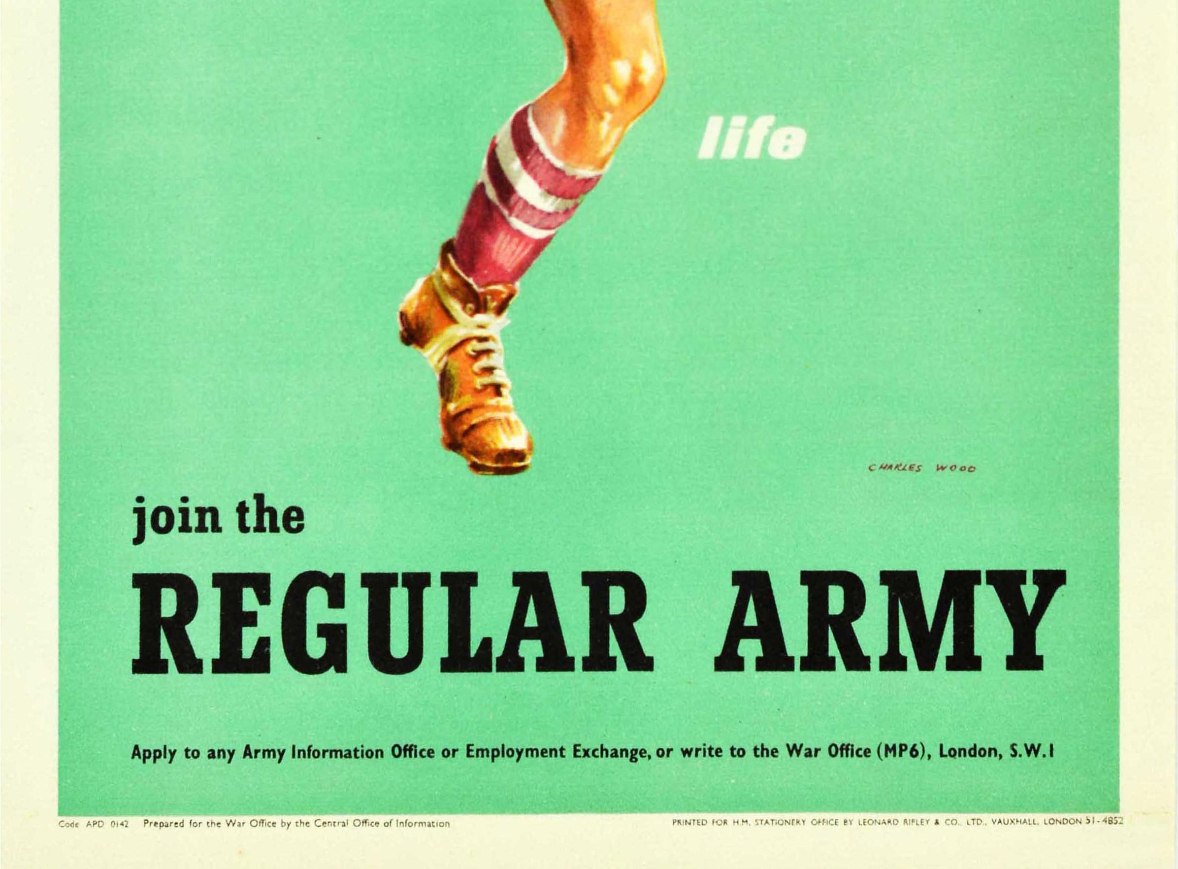 Britannique Affiche militaire originale vintage Rejoignez l'Armée régulière - Real Man's Life Football en vente