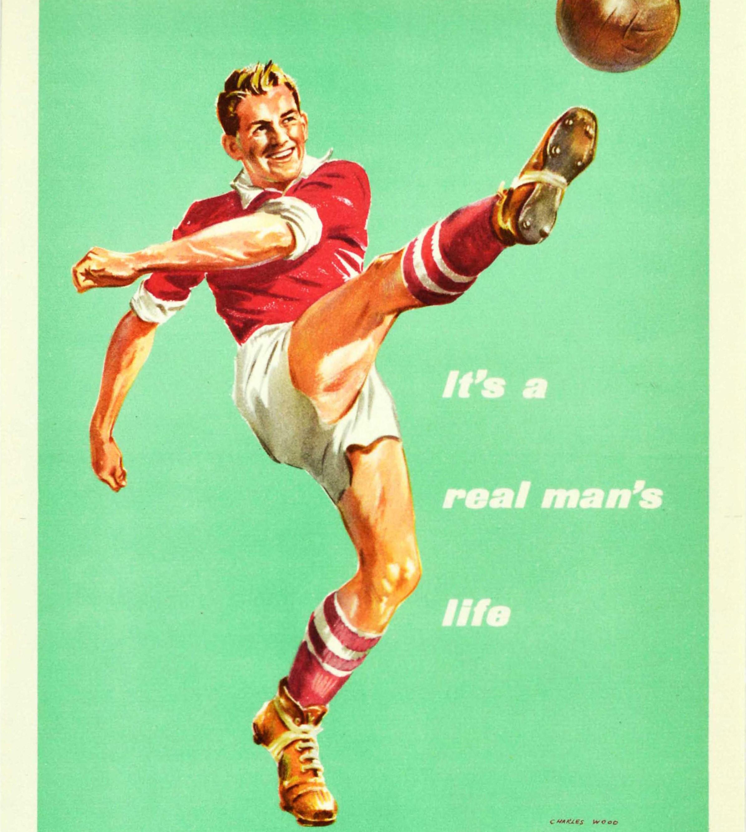 Affiche militaire originale vintage Rejoignez l'Armée régulière - Real Man's Life Football Excellent état - En vente à London, GB