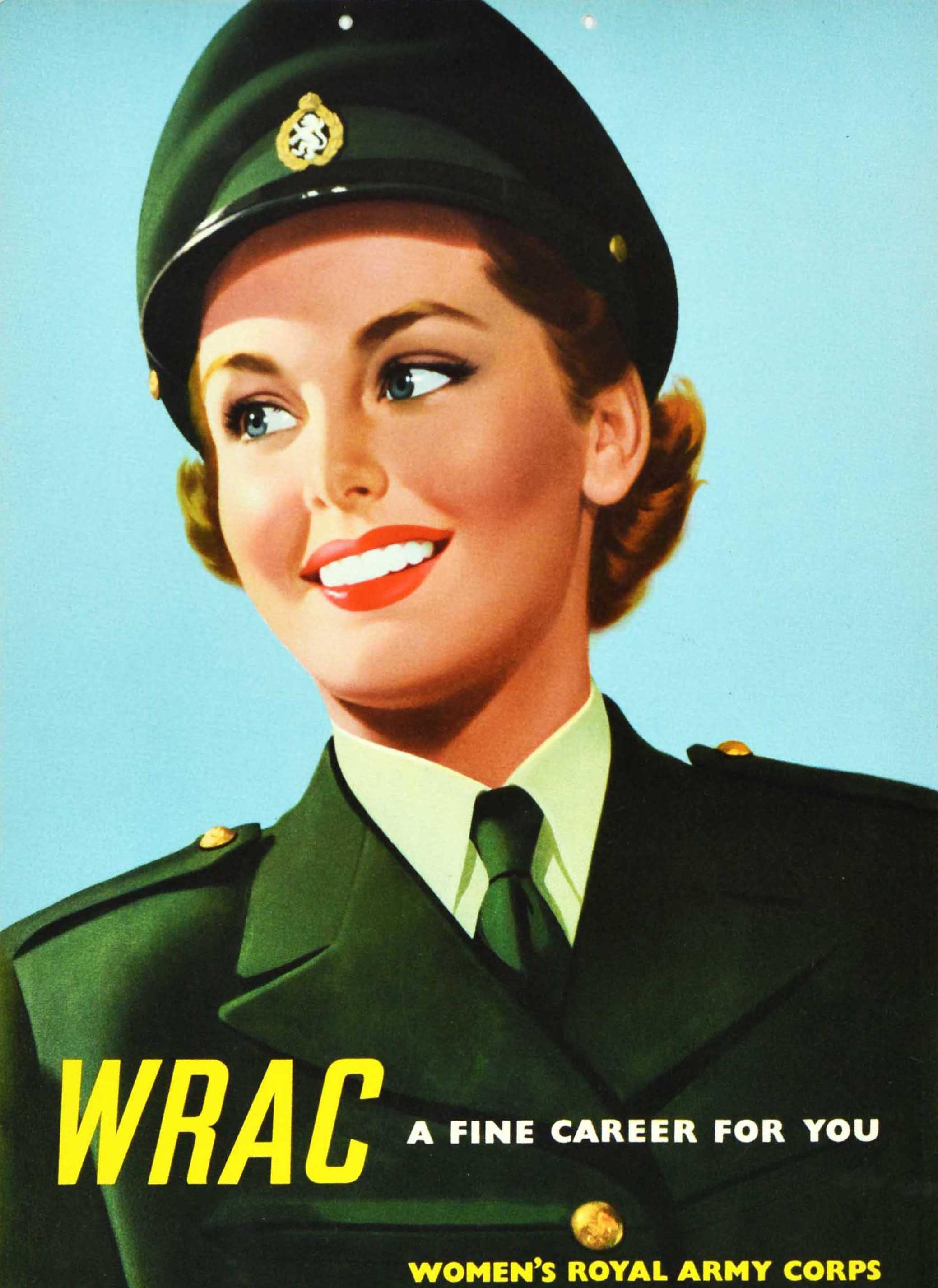 Original Vintage Military Poster WRAC A Fine Career Women's Royal Army Corp UK In Good Condition For Sale In London, GB