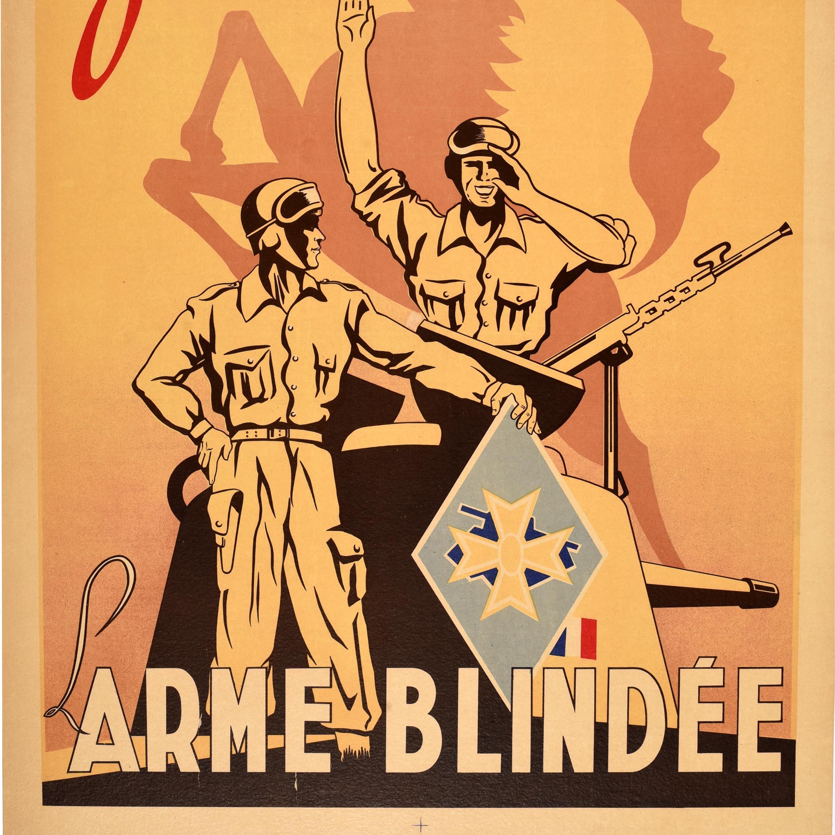 Metà XX secolo Poster di propaganda militare originale d'epoca Giovani Divisione dell'Esercito Francese in vendita
