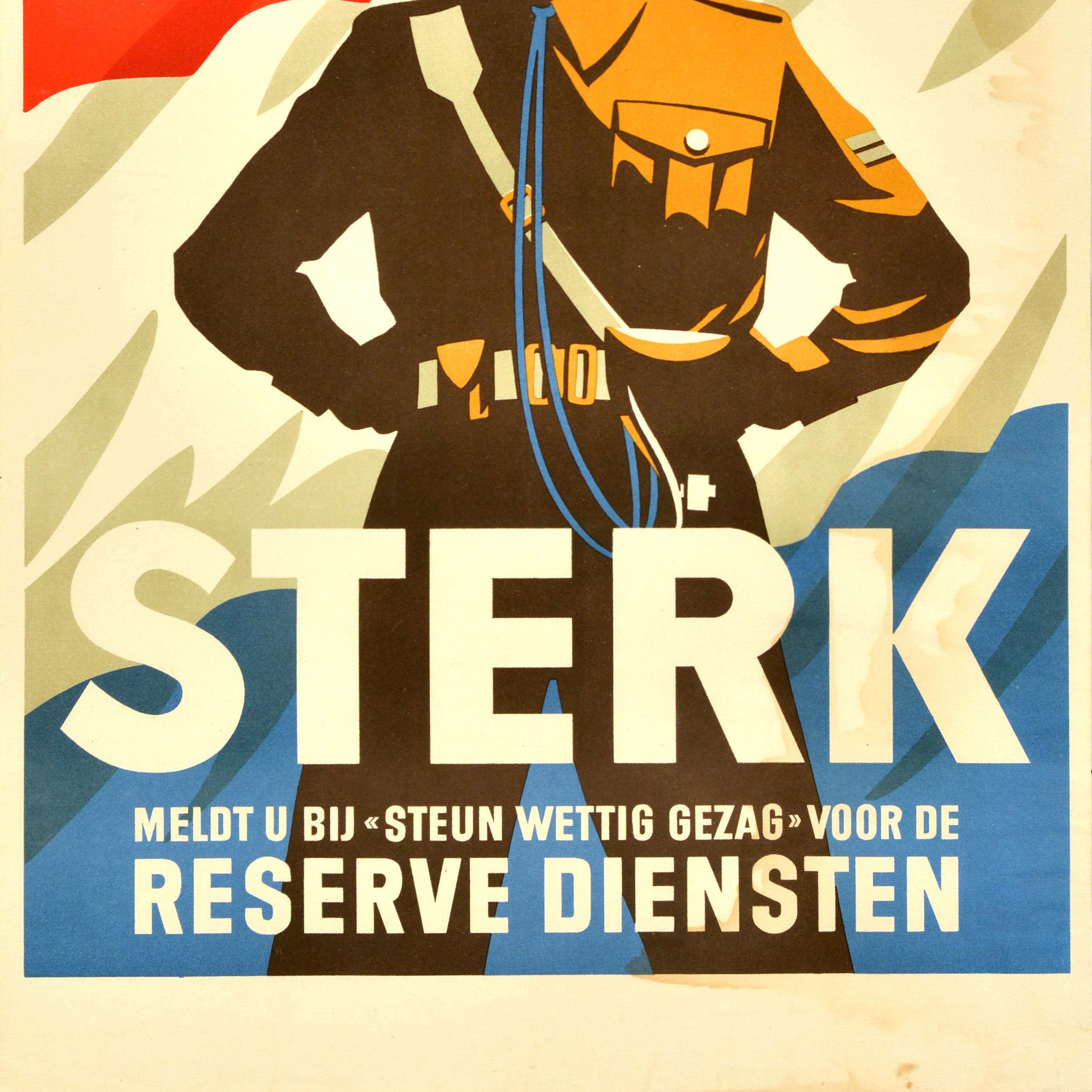Poster originale d'epoca per il reclutamento militare La nostra patria è forte, Paesi Bassi In condizioni buone in vendita a London, GB