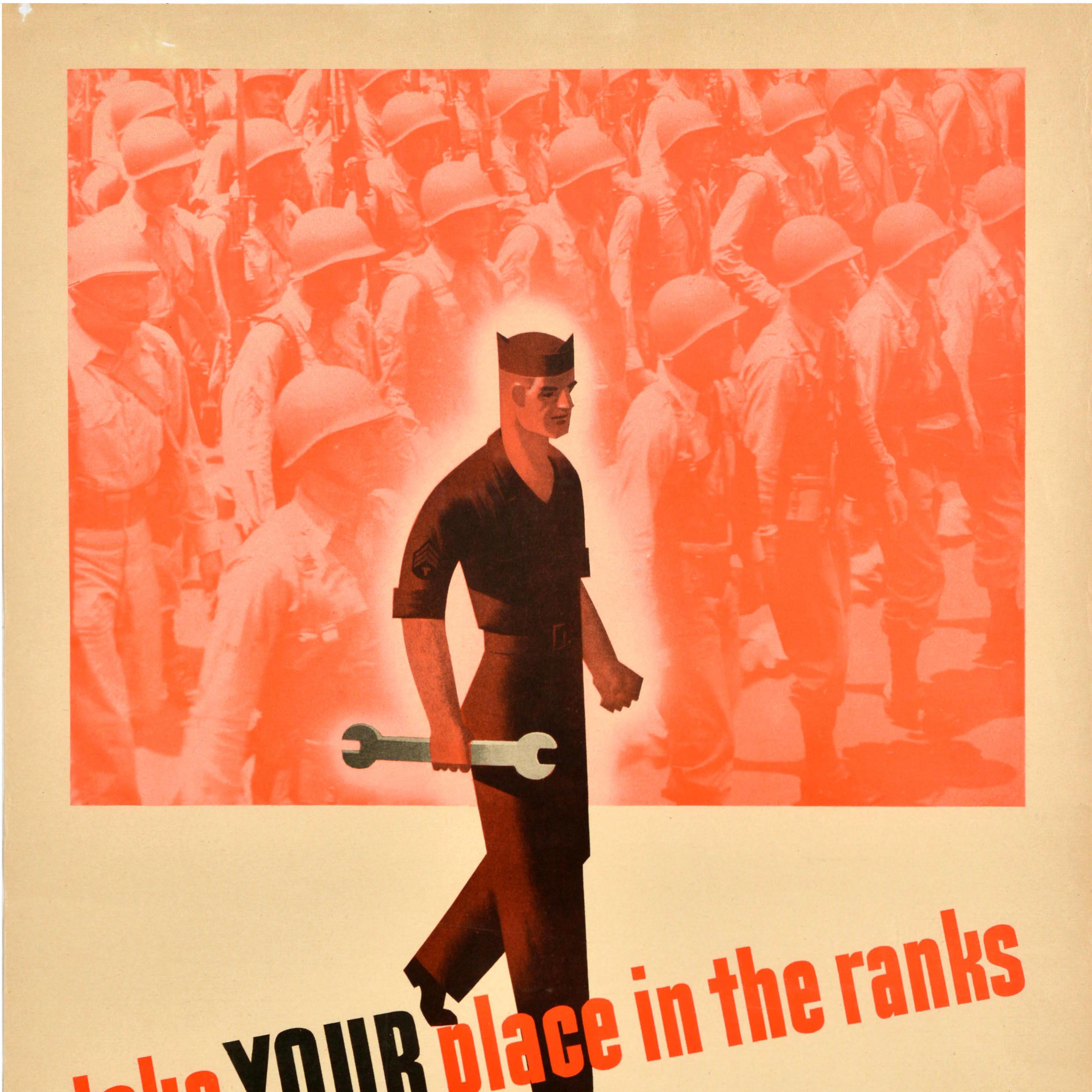 Original Vintage Militär Rekrutierung Poster Nehmen Sie Ihren Platz in der US-Armee WWII (amerikanisch) im Angebot