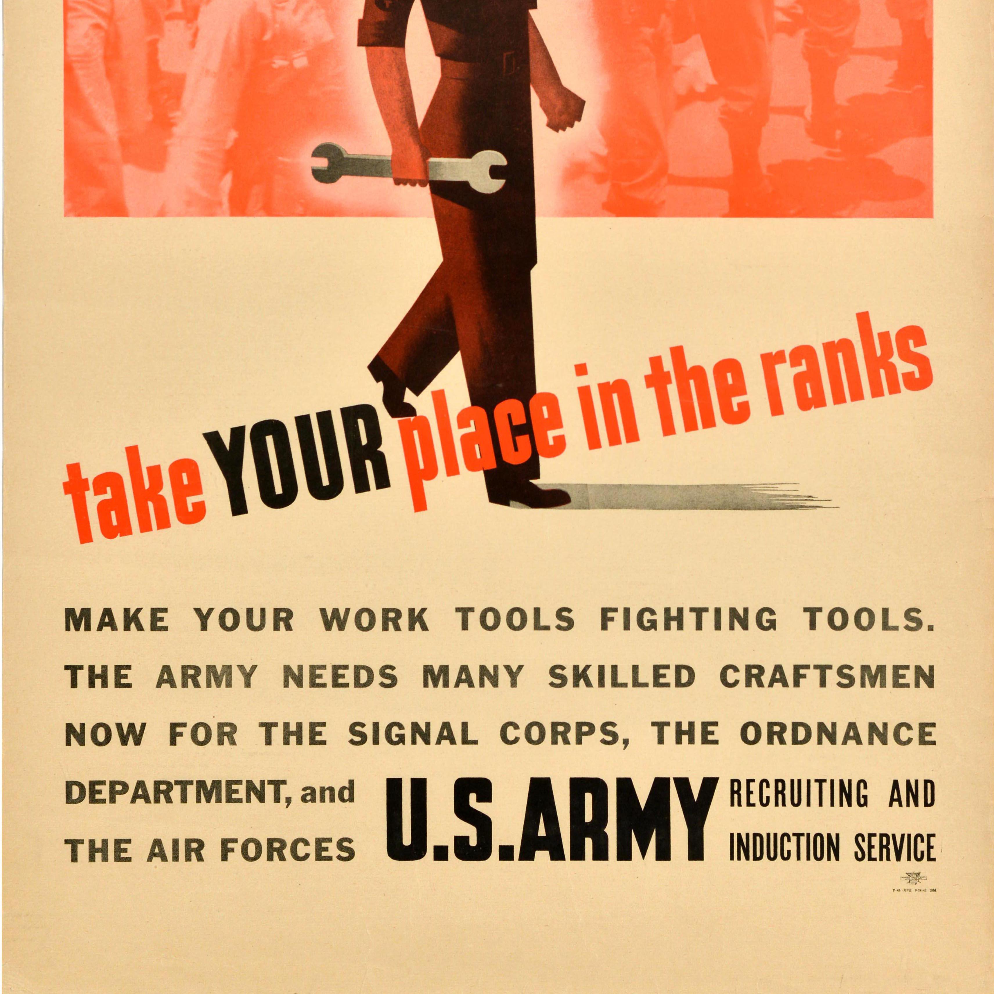 Original Vintage Militär Rekrutierung Poster Nehmen Sie Ihren Platz in der US-Armee WWII im Zustand „Gut“ im Angebot in London, GB