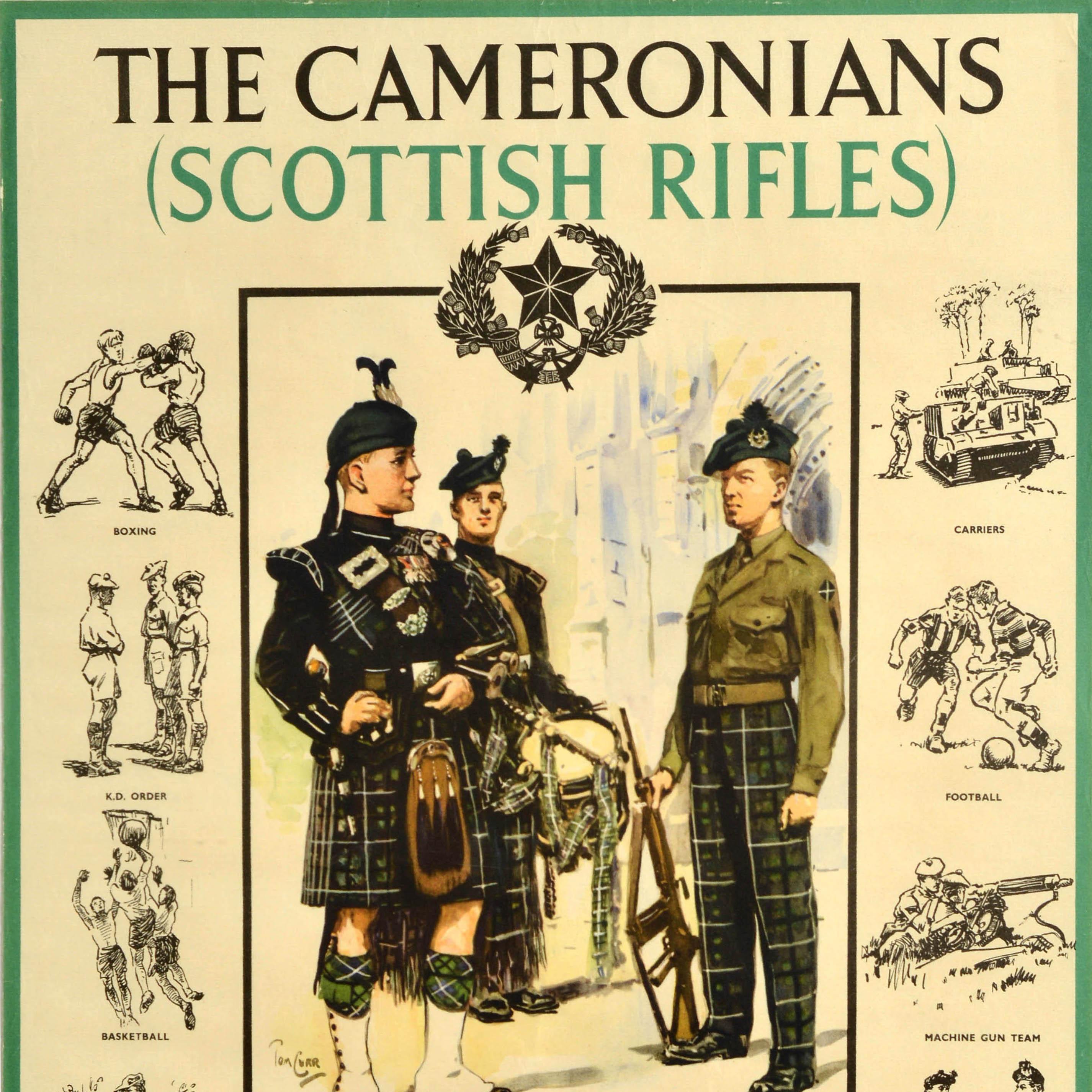 Britannico Poster originale d'epoca per il reclutamento militare dei Cameronians Scottish Rifles in vendita