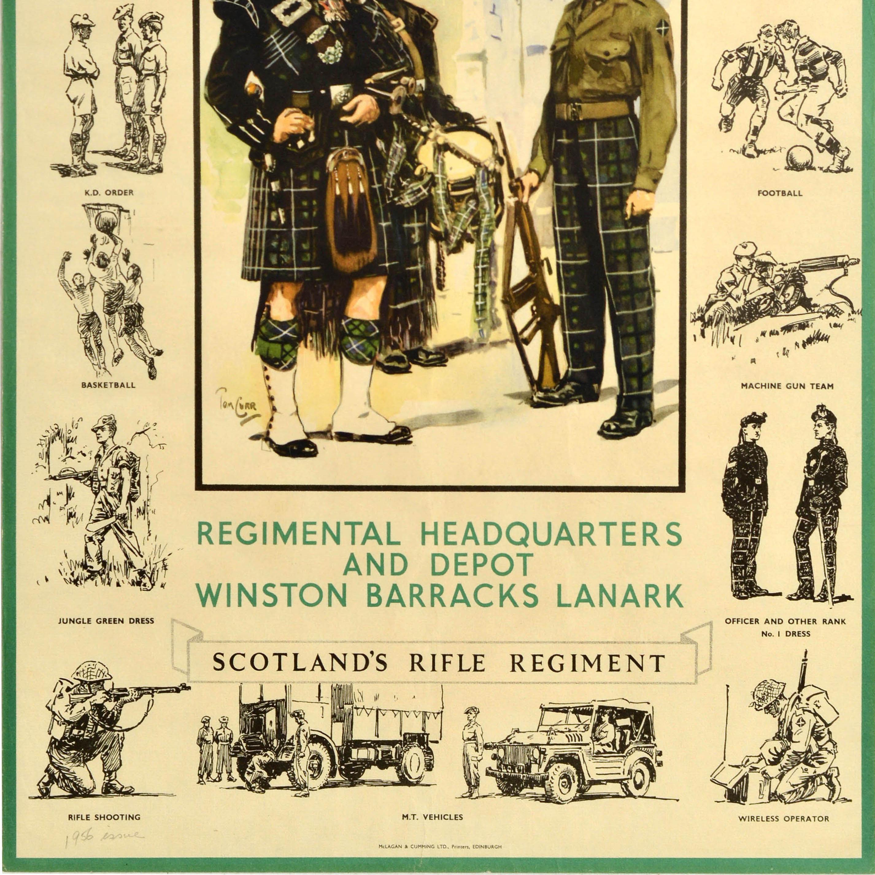 Poster originale d'epoca per il reclutamento militare dei Cameronians Scottish Rifles In condizioni buone in vendita a London, GB