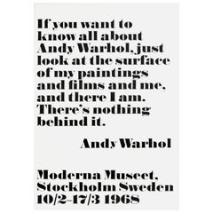 Original Vintage Modern Art Exhibition Poster Andy Warhol Paintings & Films & Me