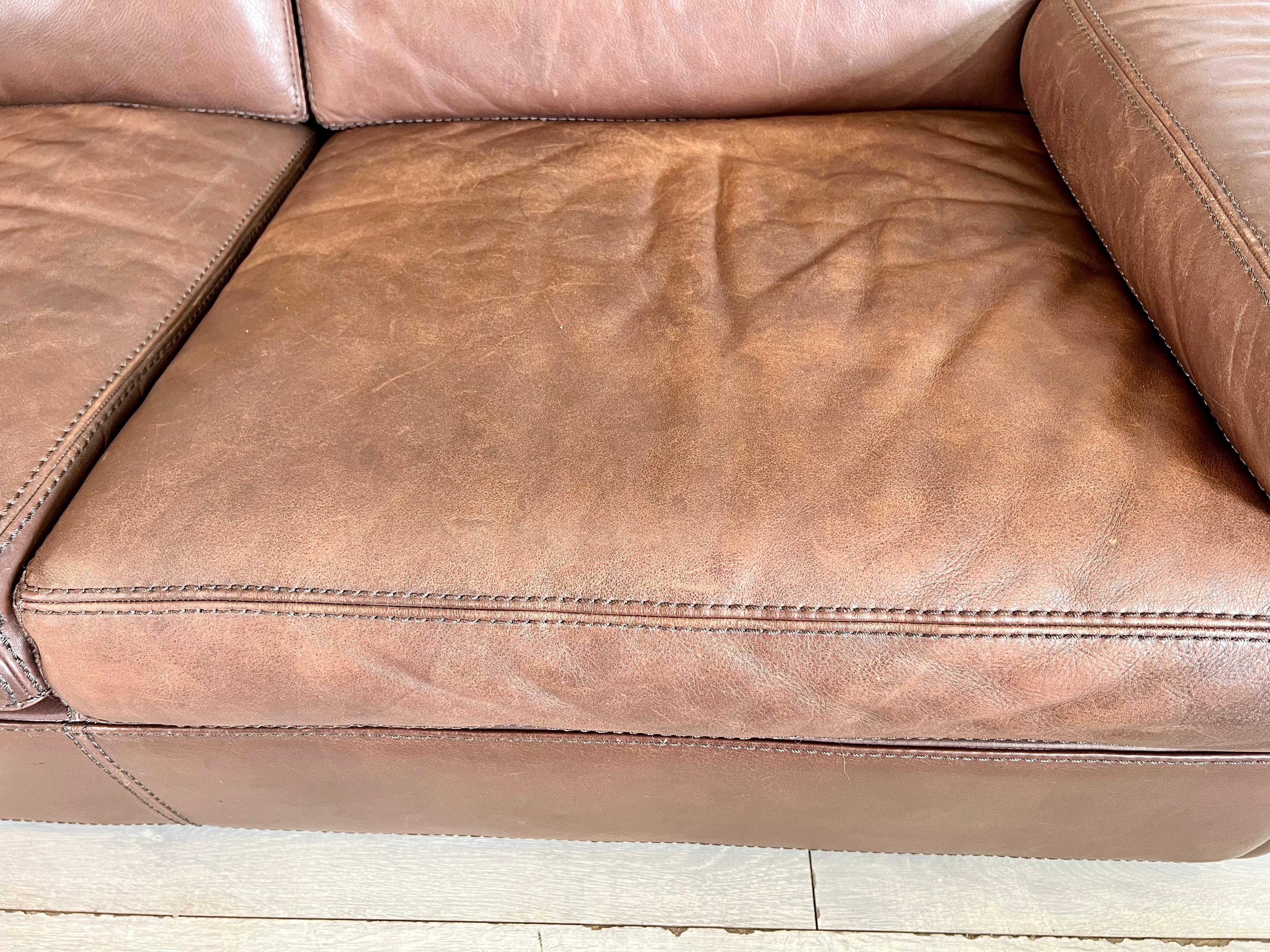 Original Vintage Modern Cognac Leather Sofa by Durlet, Belgium, 1970s For Sale 1