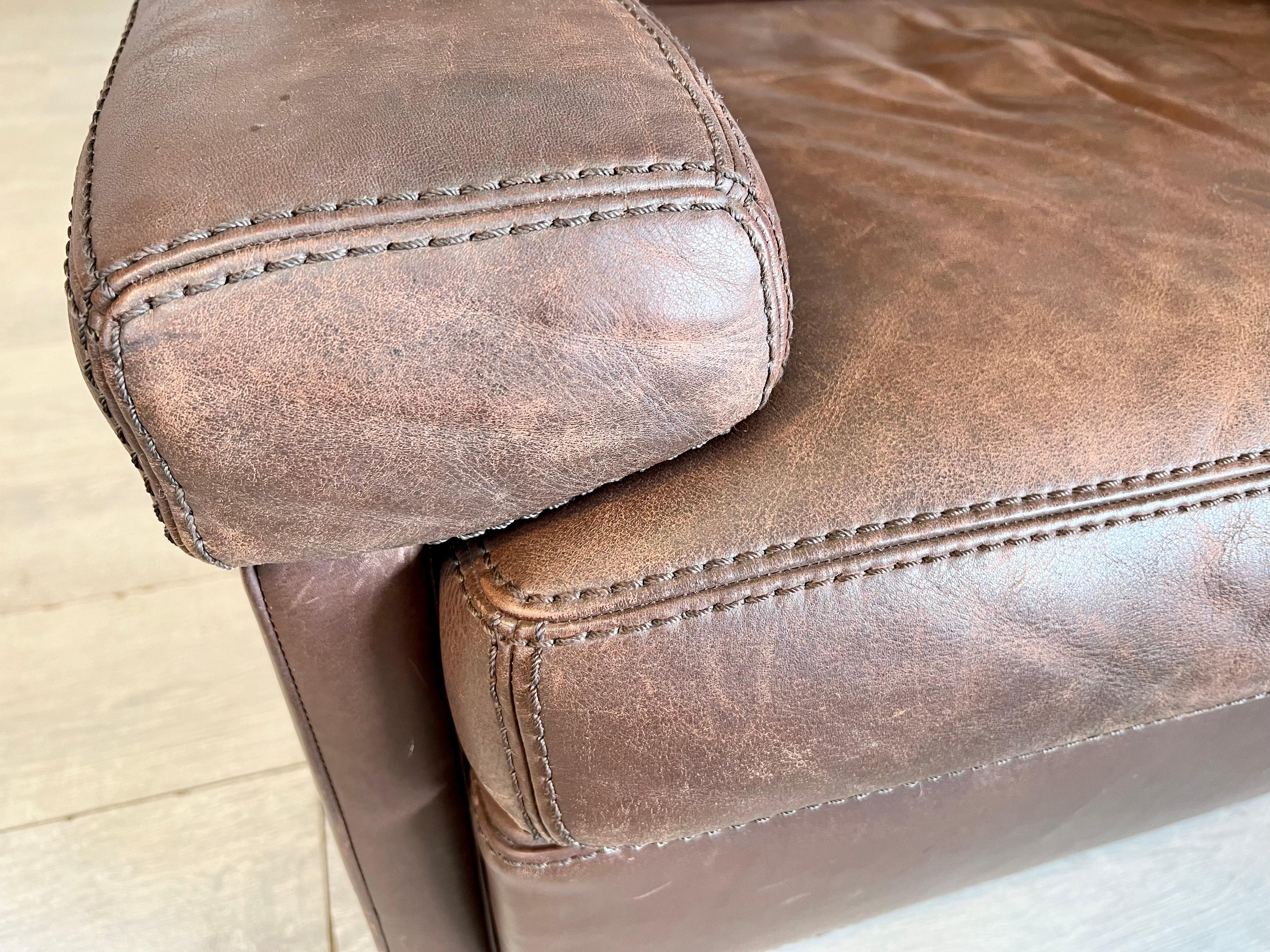 Original Vintage Modern Leather Armchairs by Durlet, Belgium, 1970s - a Pair In Good Condition For Sale In Bridgeport, CT