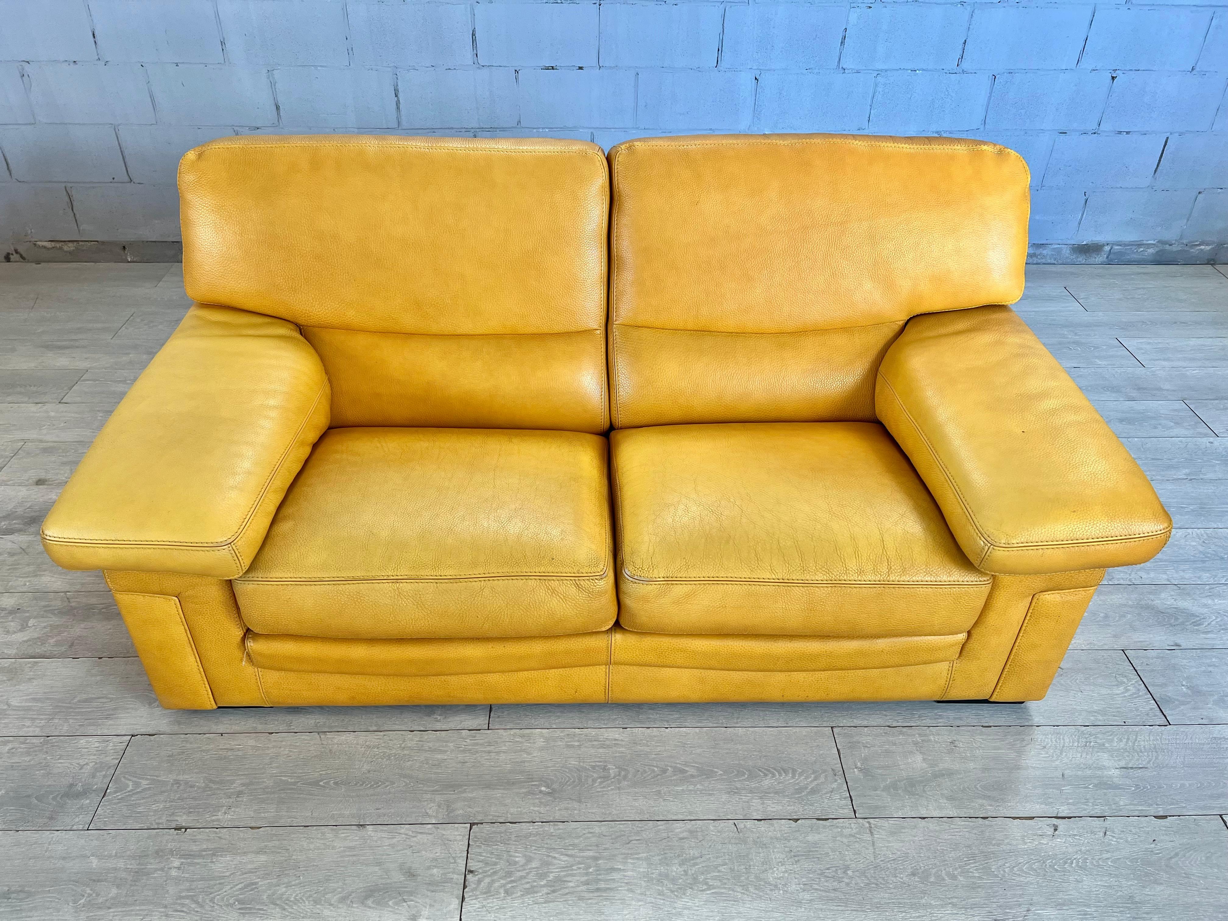 yellow leather couch