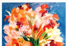 Original Vintage Monte Carlo Travel Poster Pin-Up Style Flower Girl by Domergue