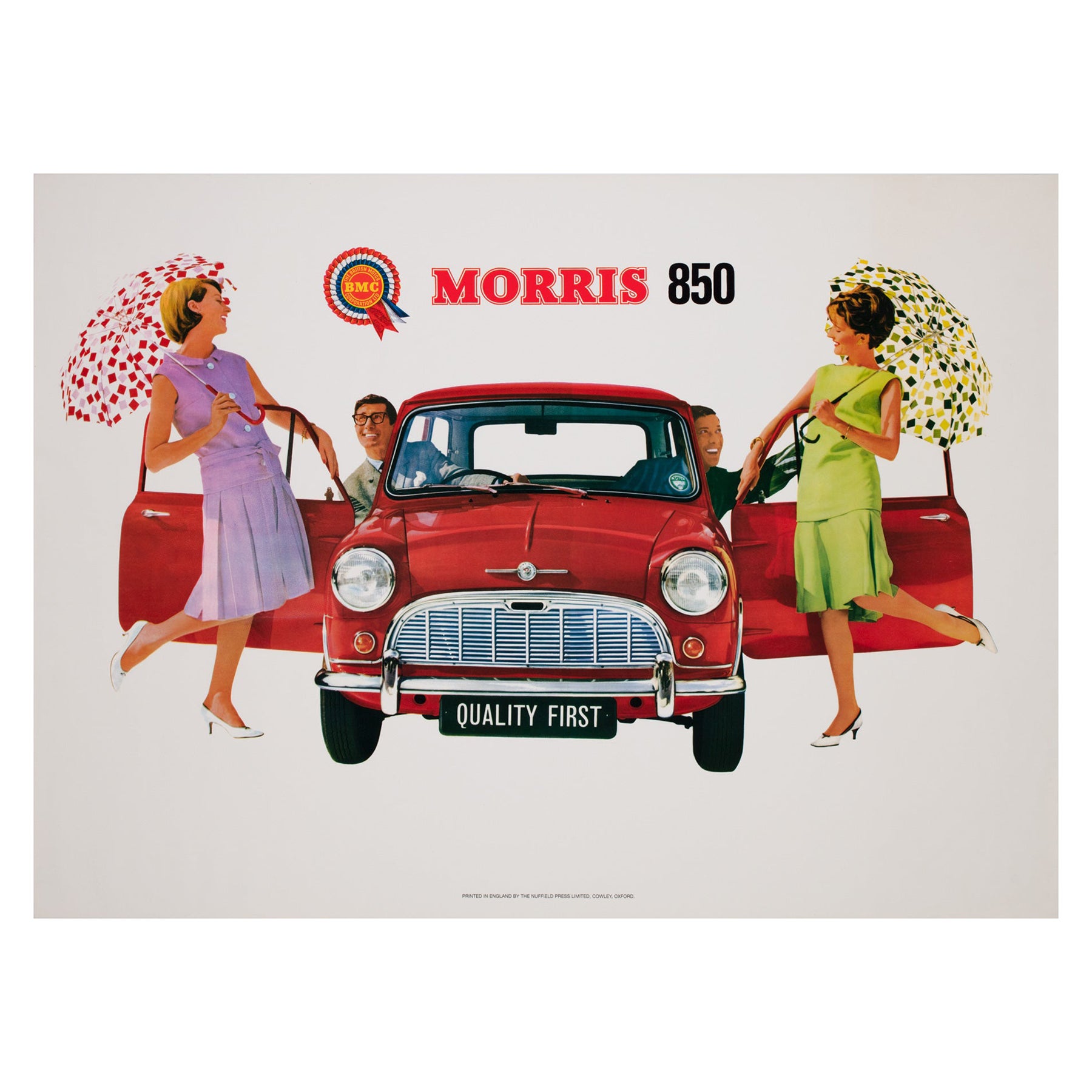 Poster originale di un concessionario d'auto d'epoca Morris 850, 1960 UK