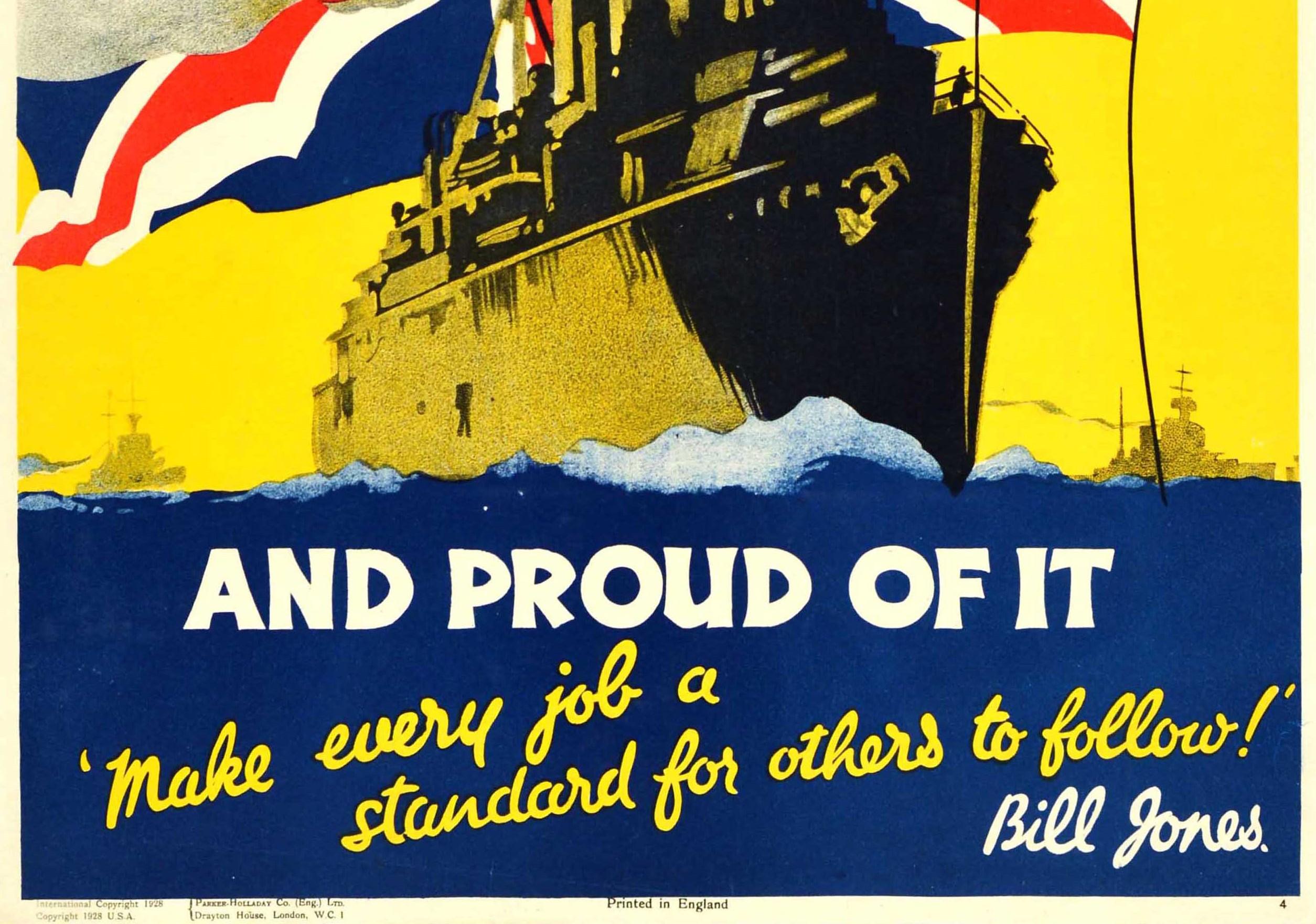 Britannique Affiche de motivation vintage d'origine britannique « British And Proud Of It » Bill Jones Union Jack en vente