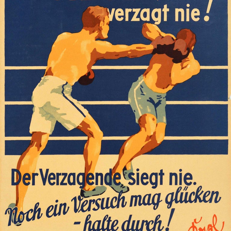 Original Vintage Motivation Poster Noch Ein Versuch Never Give Up Quote ...