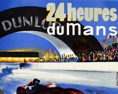 Original Vintage Motor Sport Poster 24 Heures Du Mans Endurance Car Race Le Mans