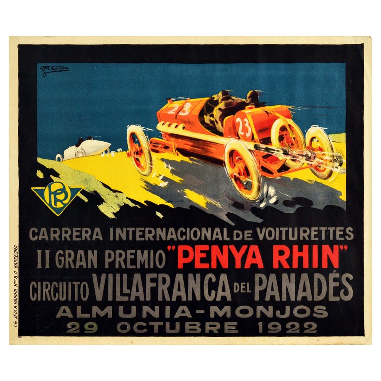 Vintage 1922 Catalunya Grand Prix Motor Racing Poster A3 Print