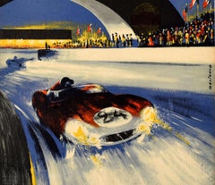 Original Vintage Motorsport Póster 24 Horas de Le Mans 1958 Car Racing Beligond