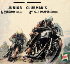 Original Vintage Motorsport Poster Castrol Wins 1951 Isle Of Man TT Races