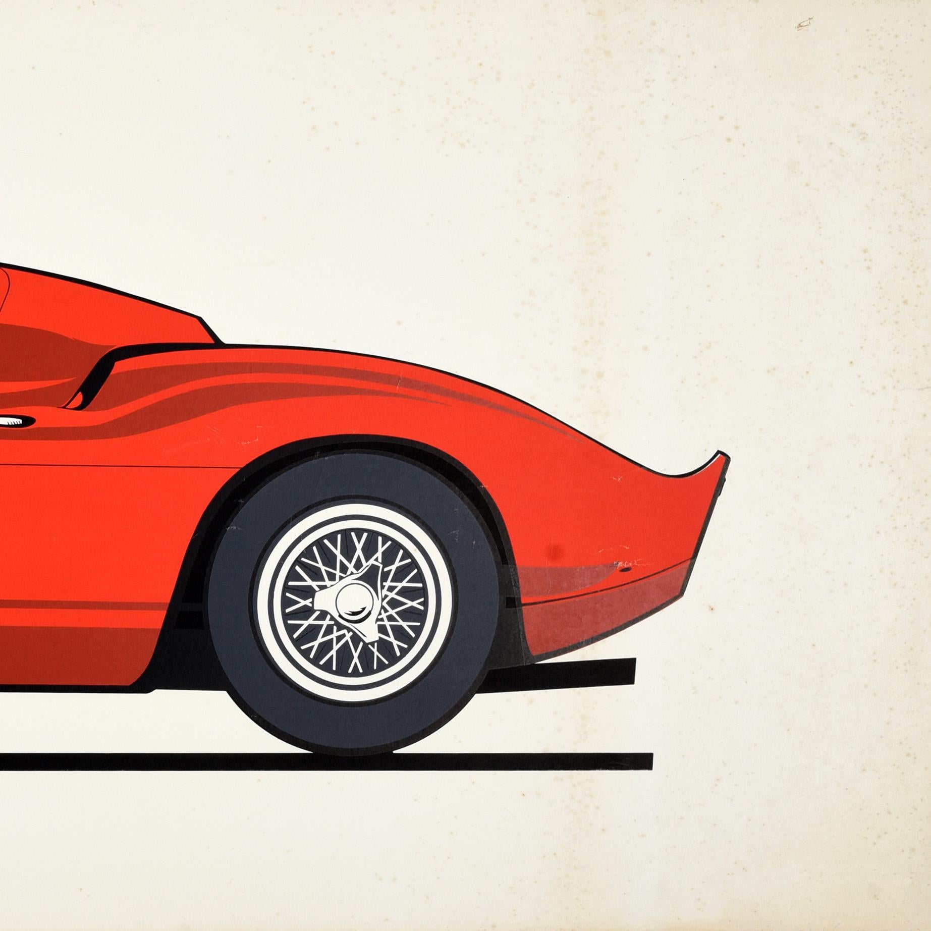 Original Vintage Motorsport Póster Ferarri 250LM Racing Car Automobile Sport en Bastante bueno estado para la venta en London, GB