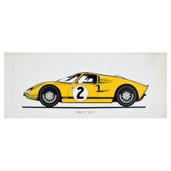 Original Vintage Motorsport Poster Ford GT MK2 Racing Car Automobile Sport