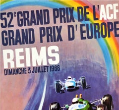 Original Vintage Motorsport Poster Grand Prix D'Europe Formula One Auto Racing