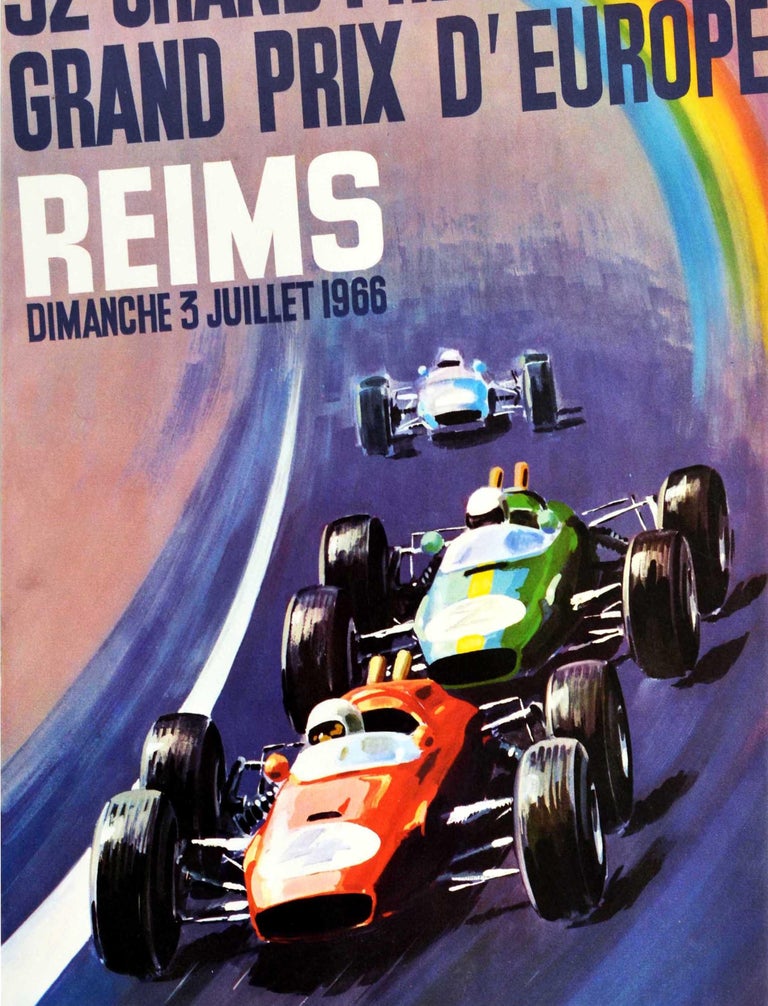 Formula One Car Racing Poster Original Vintage Motorsport Poster Grand Prix D'Europe Formula One Auto ...