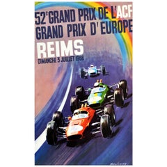 Original Vintage Motorsport Poster Grand Prix D'Europe Formula One Auto Racing