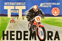 Original Vintage Motorsport Poster Hedemora International TT Race Sweden Racing
