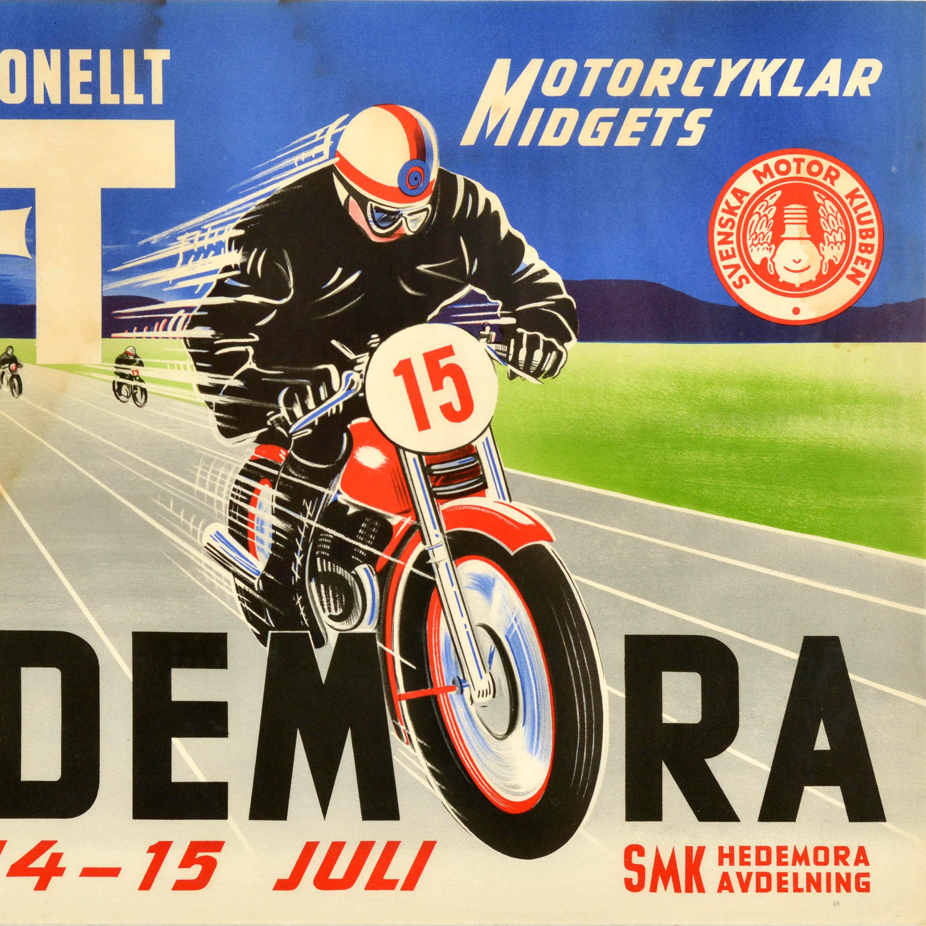 Original-Vintage- Motorsport-Poster, Hedemora International TT-Rennen, Schweden, Racing im Zustand „Gut“ im Angebot in London, GB