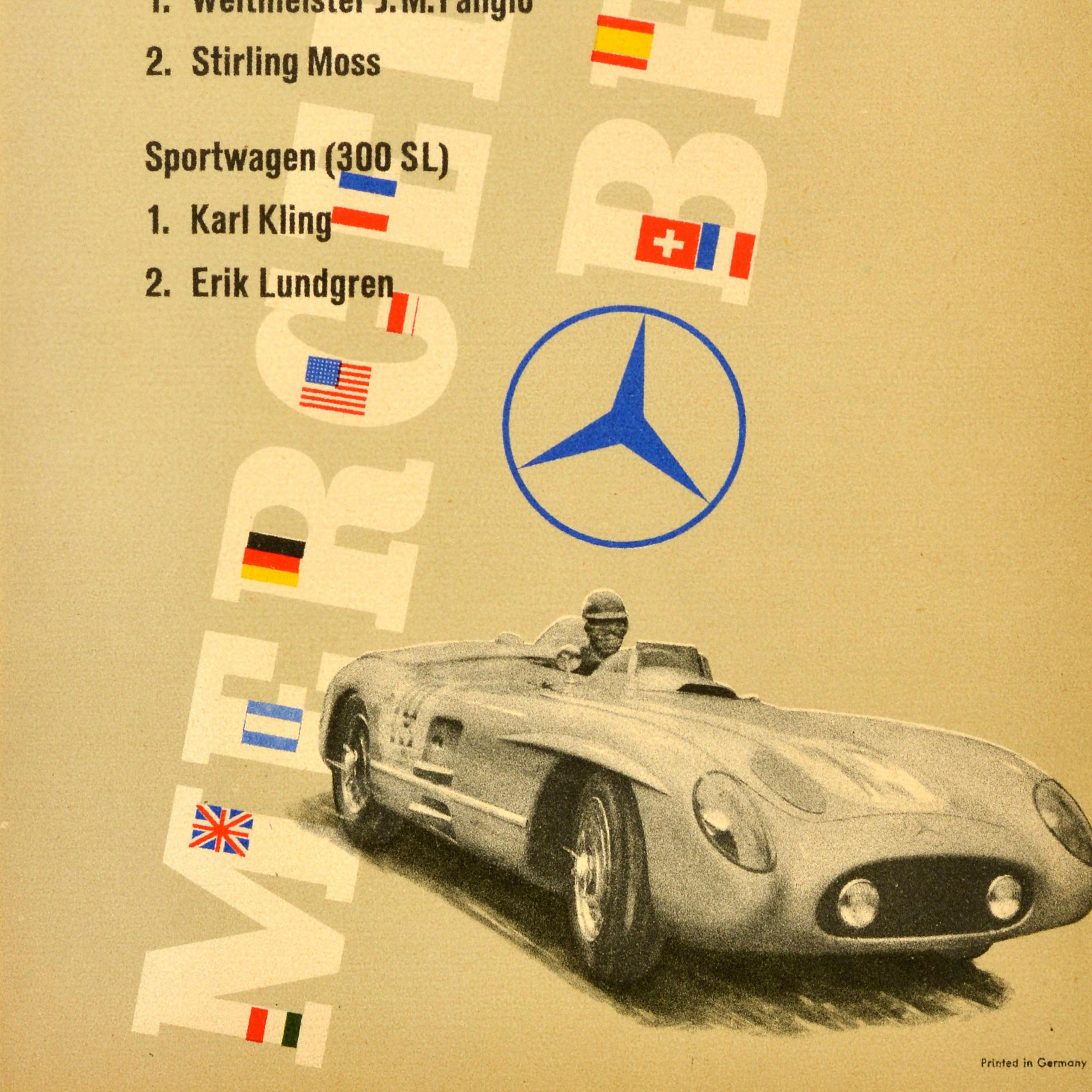 Original Vintage Motorsport-Poster Mercedes Benz Schweden Grand Prix-Autorennen, Original im Zustand „Gut“ im Angebot in London, GB