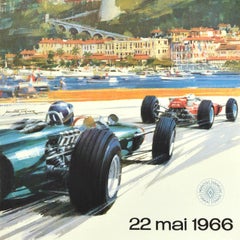 Original Vintage Motorsport Poster Monaco Grand Prix 1966 Formula One Race Art