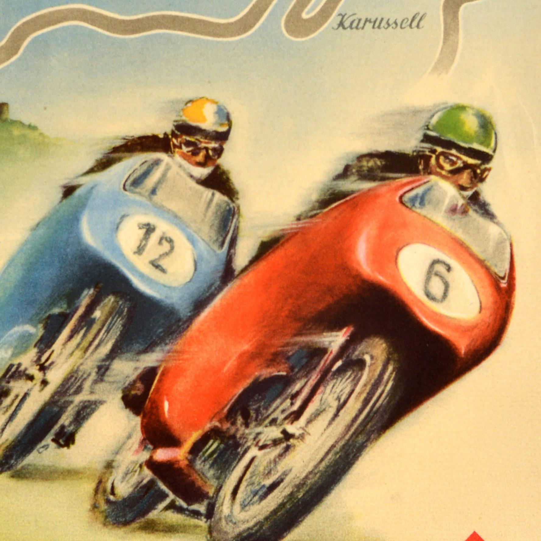 Metà XX secolo Poster originale d'epoca sugli sport motoristici Nurburgring Gran Premio di Germania Campioni del Mondo in vendita