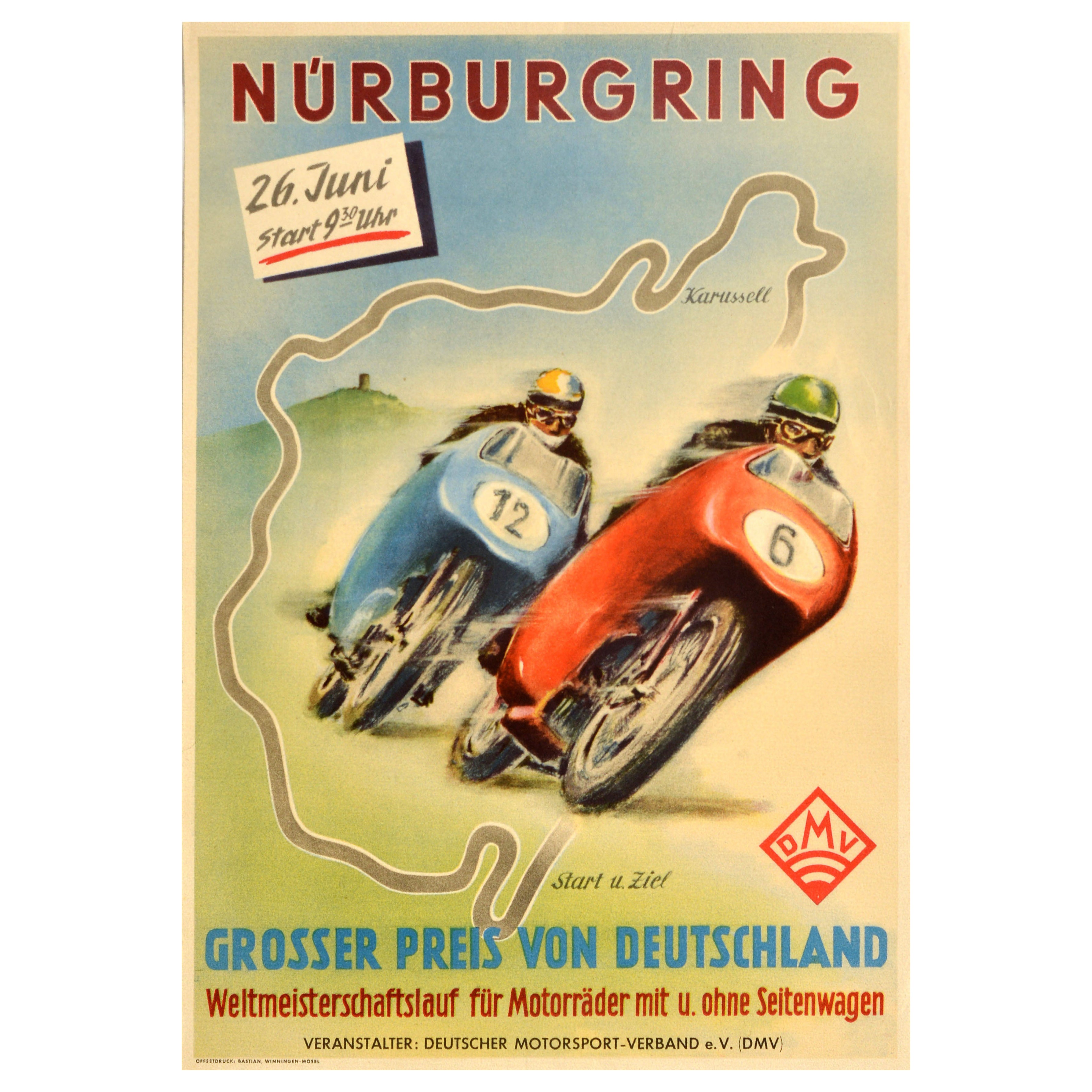 Original Vintage Motorsport Poster Nurburgring German Grand Prix World Champions